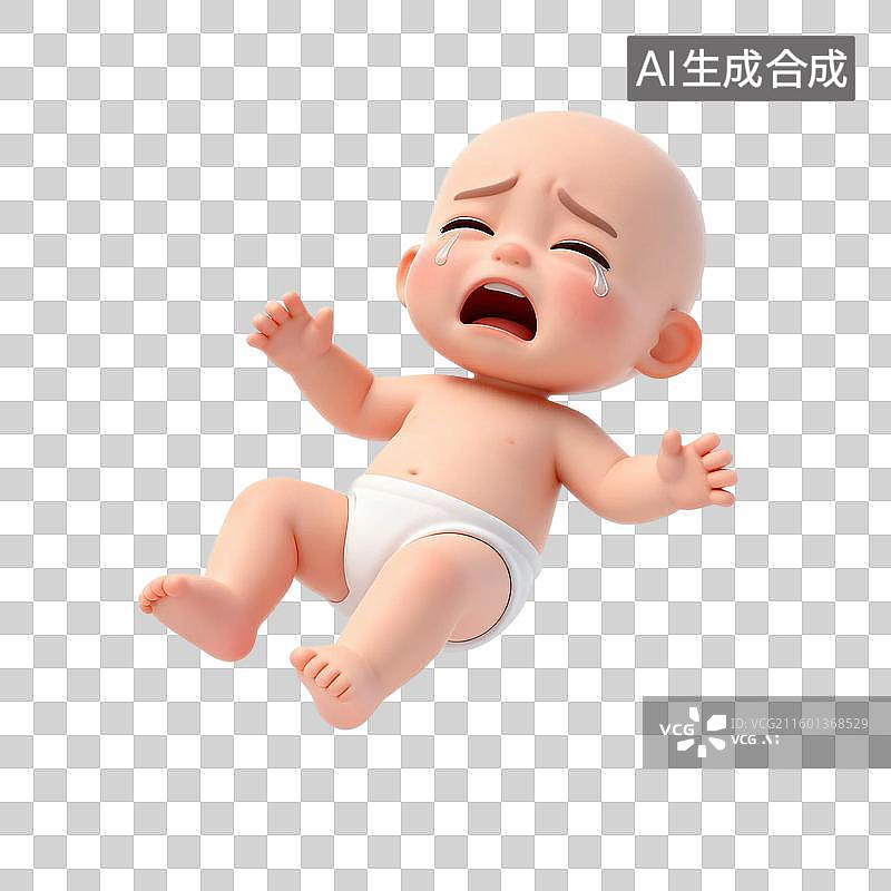 【AI数字艺术】穿着尿布哭泣的婴儿图片素材
