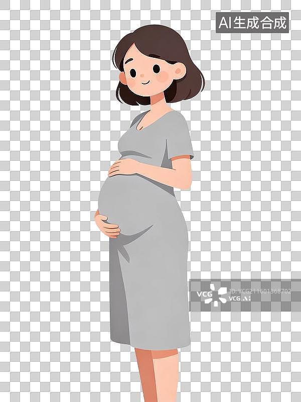 【AI数字艺术】站着双手放在腹部的孕妇图片素材