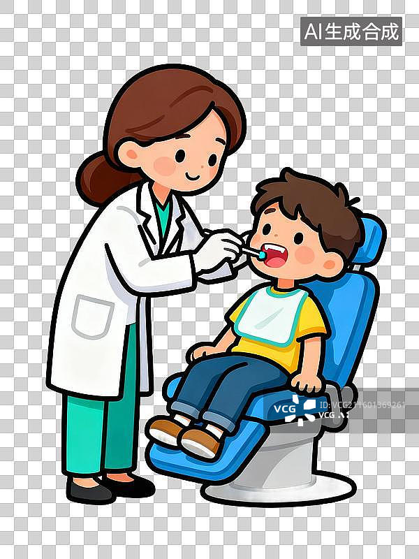 【AI数字艺术】牙医为儿童检查牙齿图片素材