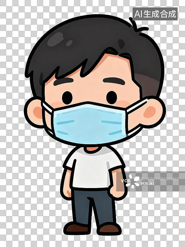 【AI数字艺术】戴口罩的卡通人物形象图片素材