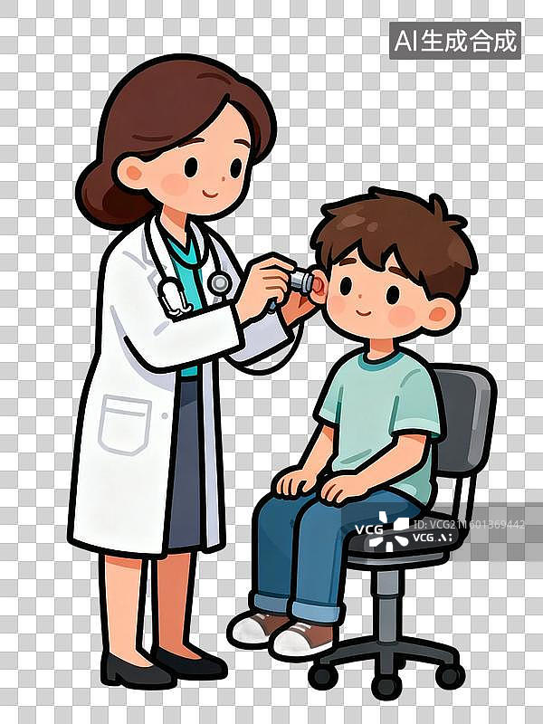 【AI数字艺术】医生为儿童检查耳朵图片素材