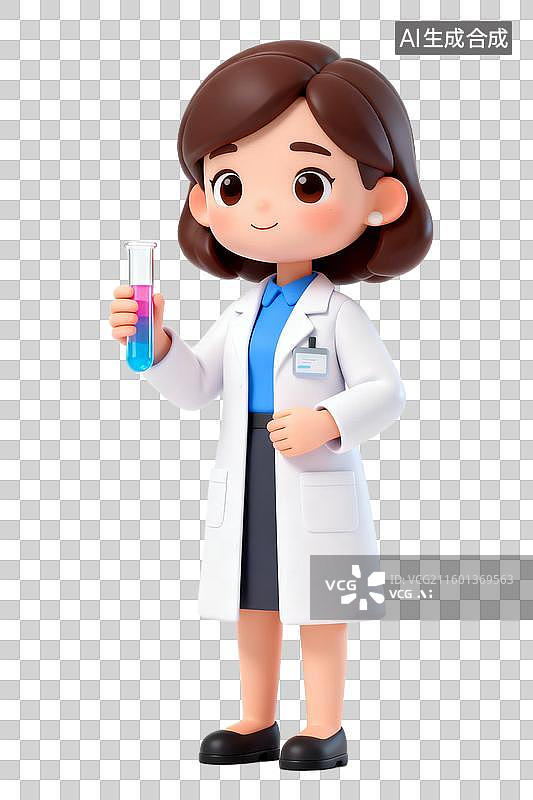 【AI数字艺术】手持试管的女科学家图片素材