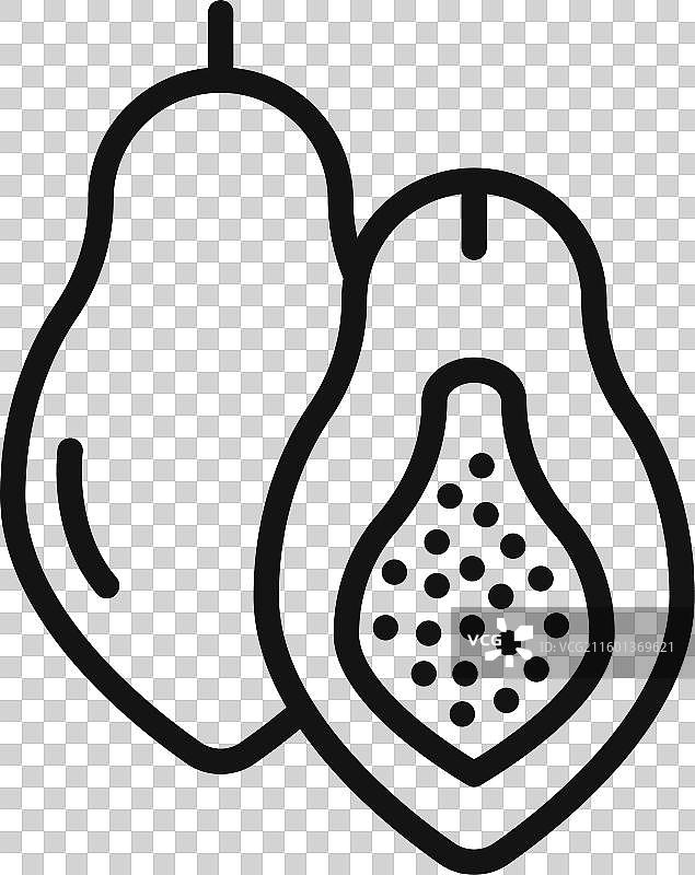 木瓜图标，黑色轮廓合集，描边风格图片素材