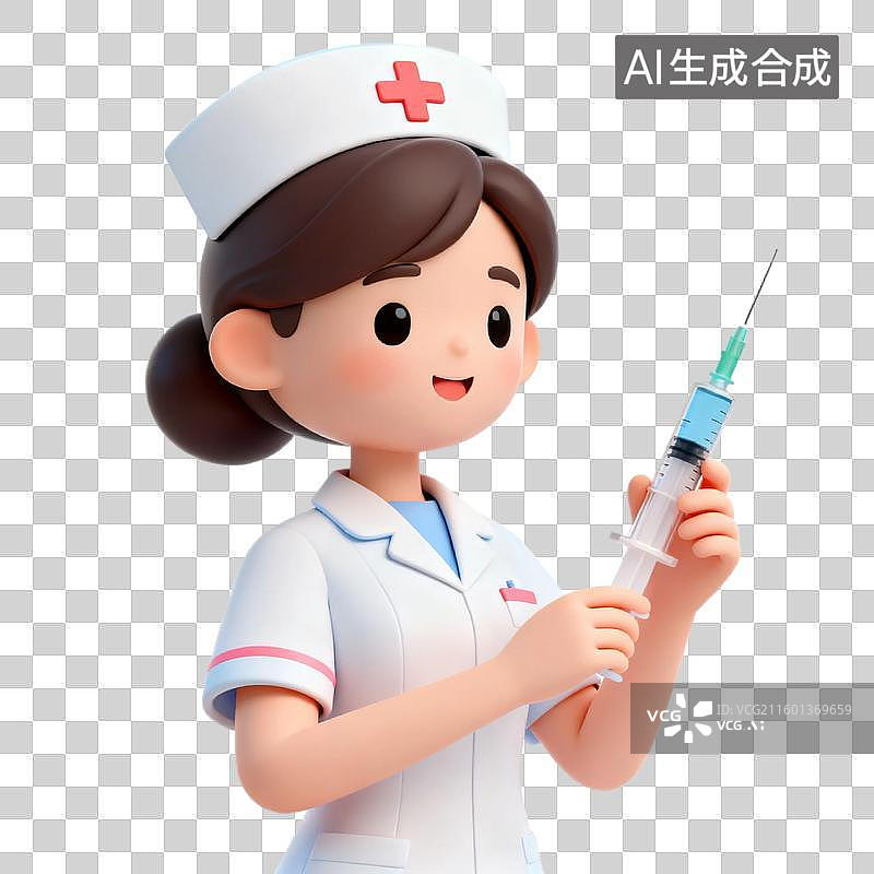 【AI数字艺术】手持注射器的女护士形象图片素材