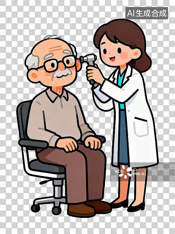 【AI数字艺术】医生为老年患者检查耳朵图片素材