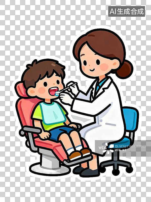 【AI数字艺术】儿童在诊所接受牙科检查图片素材