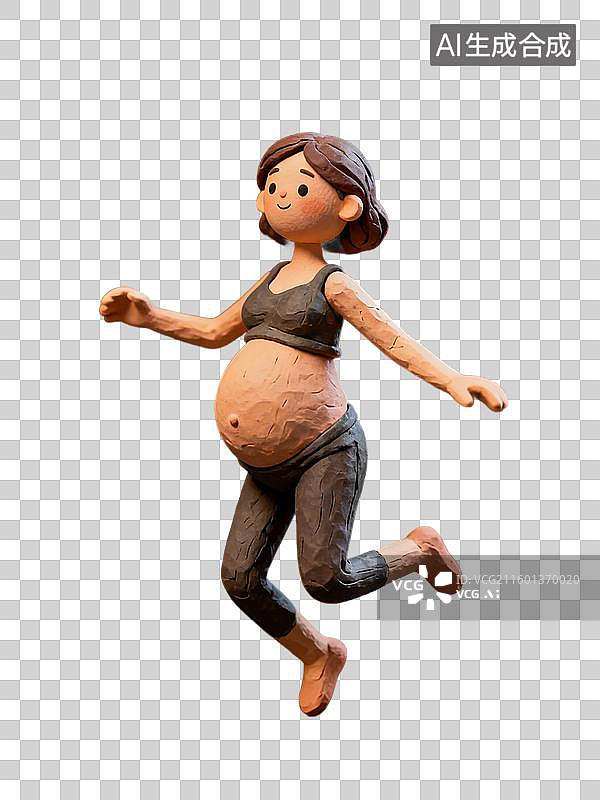 【AI数字艺术】穿着运动装跳跃的孕妇塑像图片素材