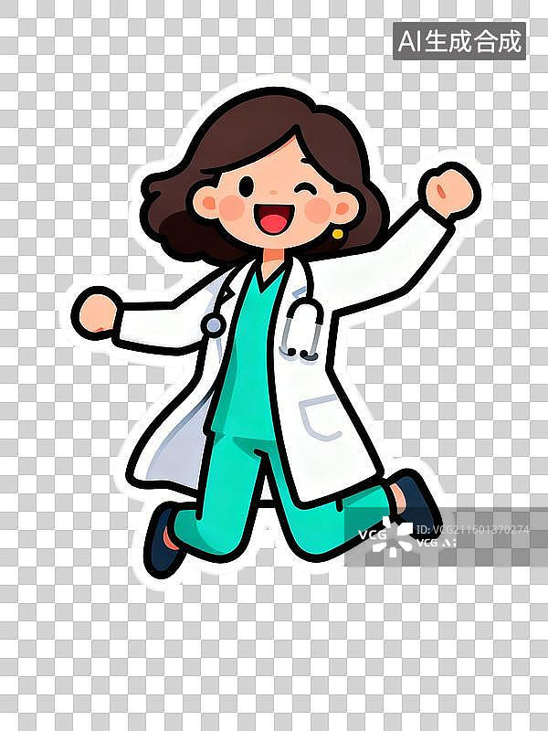 【AI数字艺术】开心奔跑的女医生形象图片素材