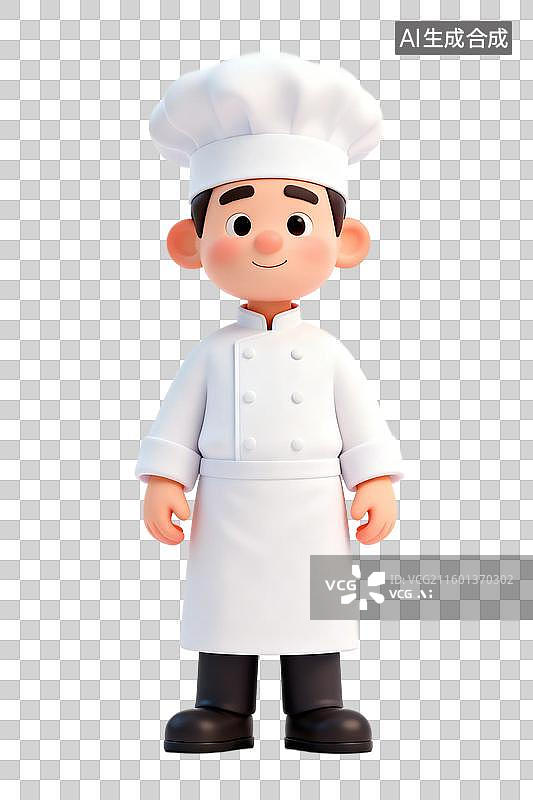 【AI数字艺术】穿着白色厨师服的卡通厨师图片素材