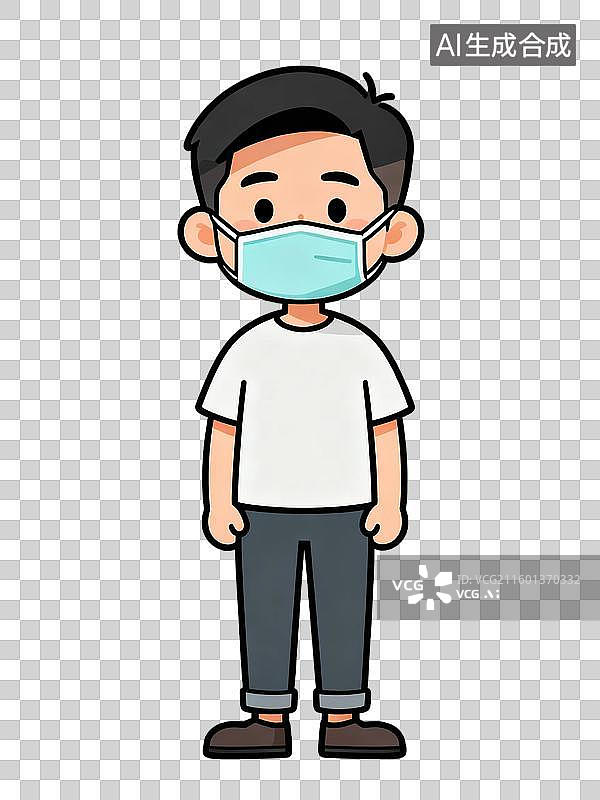 【AI数字艺术】戴口罩站立的男性人物图片素材