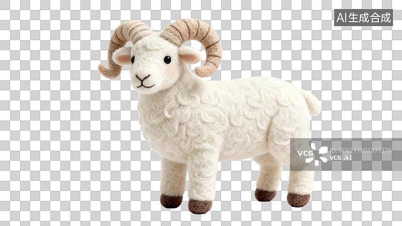 【AI数字艺术】可爱羊毛材质的绵羊摆件图片素材