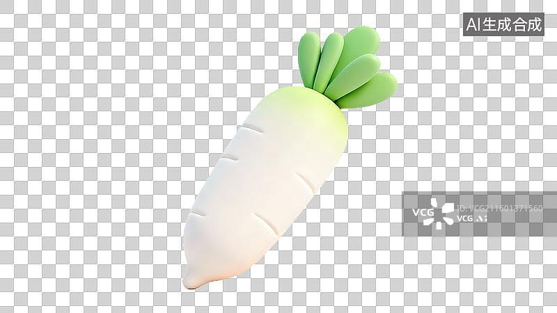 【AI数字艺术】可爱3D渲染白萝卜图片素材