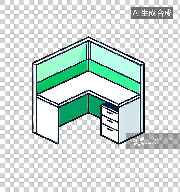 【AI数字艺术】三维办公隔断免扣元素图片素材