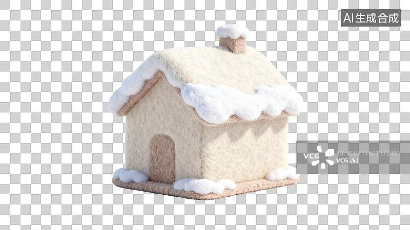 【AI数字艺术】可爱的毛绒冬季小屋图片素材