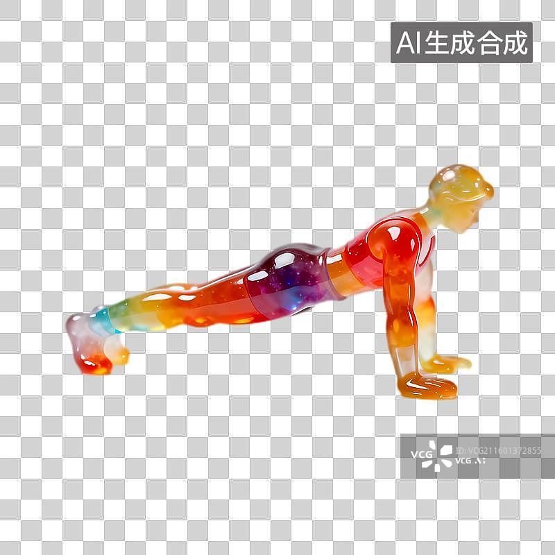 【AI数字艺术】彩色瑜伽姿势的 plank 位置小雕像图片素材