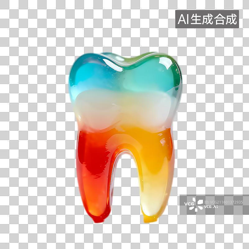 【AI数字艺术】彩色牙齿模型用于牙科教育展示图片素材
