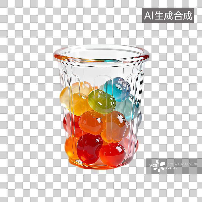 【AI数字艺术】透明容器中的彩色凝胶球图片素材