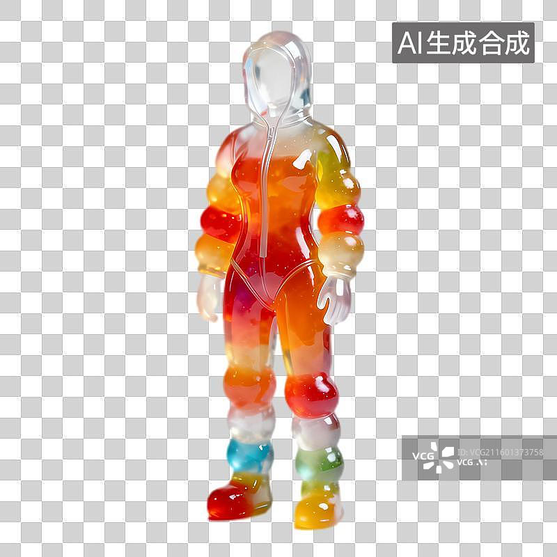 【AI数字艺术】色彩斑斓的胶糖人形摆件图片素材