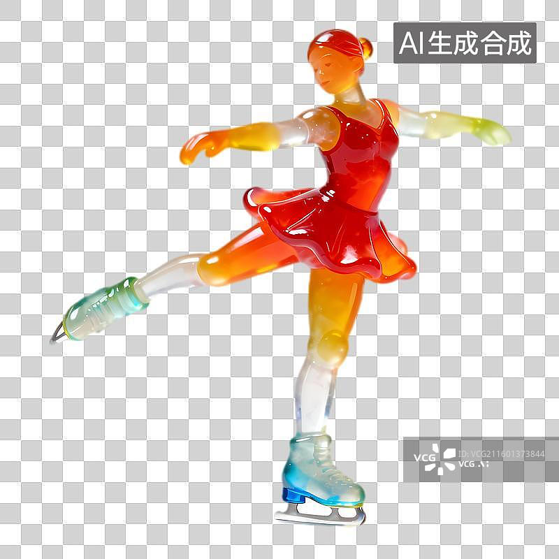 【AI数字艺术】色彩斑斓的花样滑冰雕塑图片素材