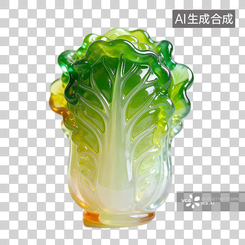 【AI数字艺术】色彩鲜艳的玻璃白菜雕塑图片素材