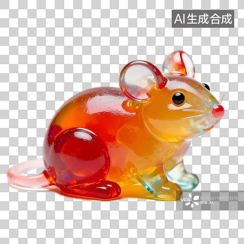 【AI数字艺术】色彩鲜艳的玻璃老鼠摆件图片素材