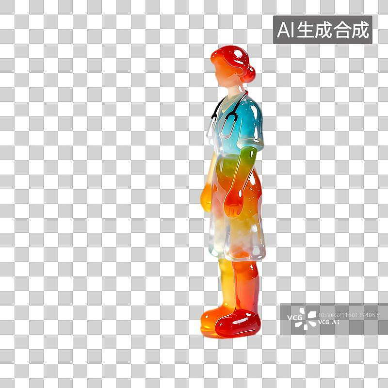 【AI数字艺术】彩色树脂制成的医生形象摆件图片素材