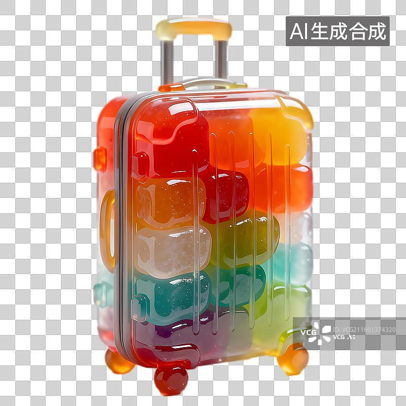 【AI数字艺术】彩色软糖熊造型旅行箱图片素材