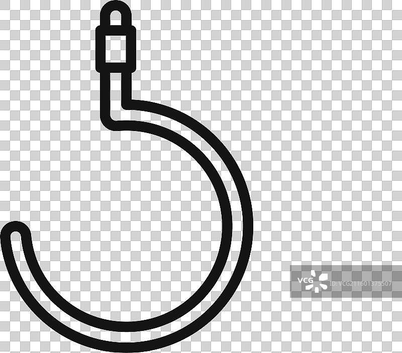 黑色和白色背景的绳钩图标大纲集合图片素材