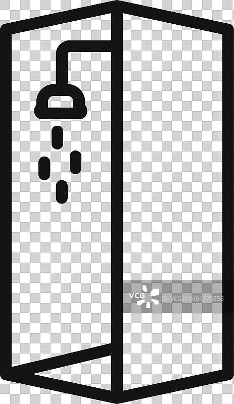 浴室淋浴隔间图标轮廓集合图片素材