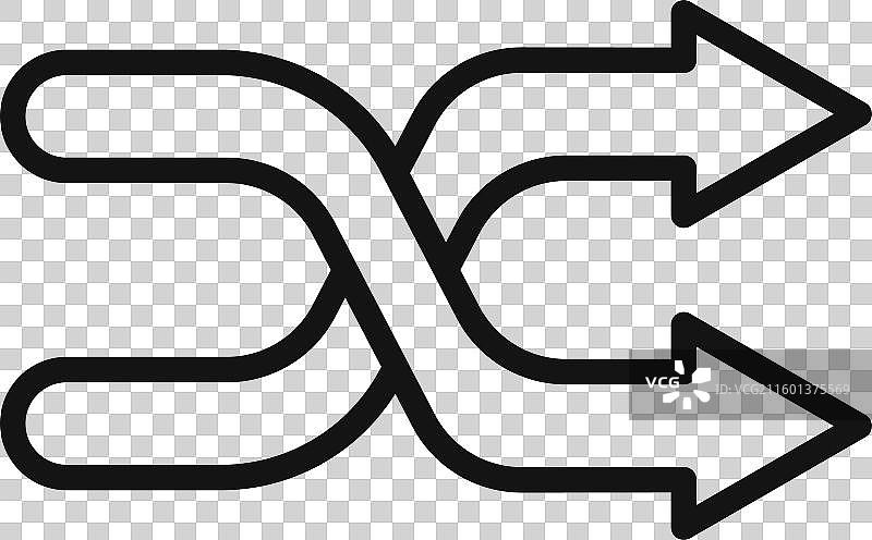 黑色和白色轮廓的洗牌图标集合图片素材