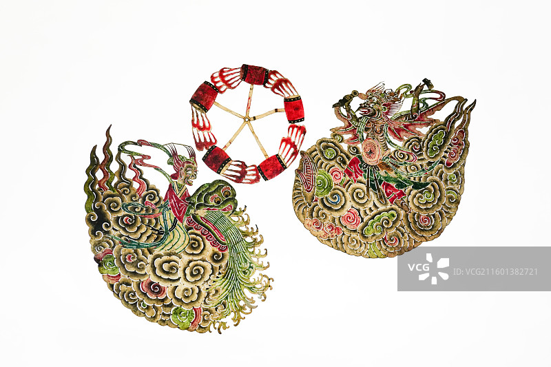 陕西皮影雷公雨师婆云朵图片素材