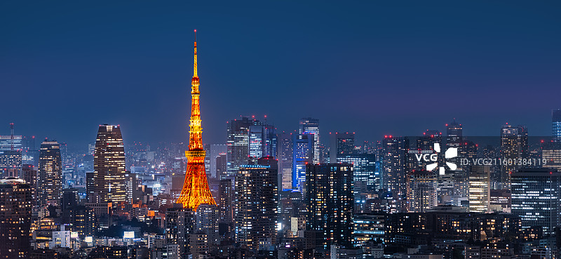 日本东京塔城市夜景图片素材