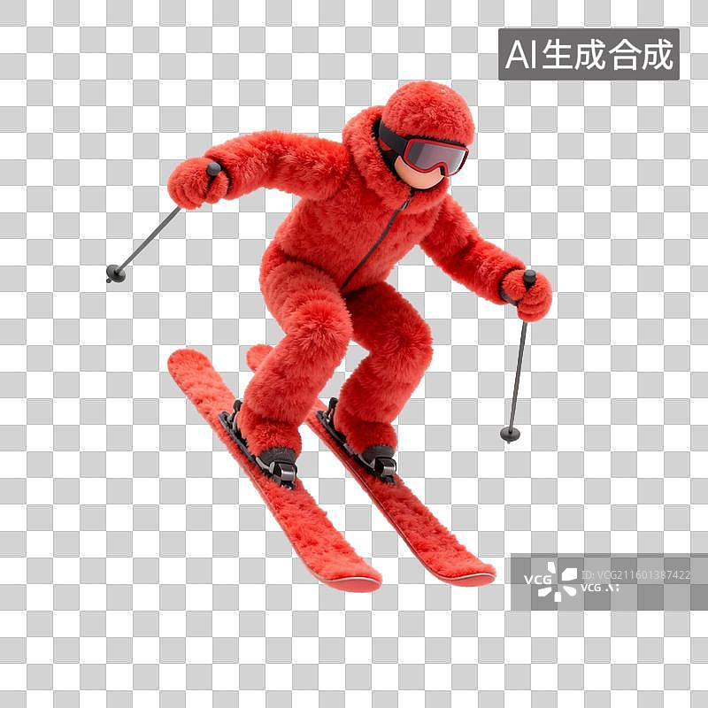 【AI数字艺术】毛绒滑雪运动员图片素材