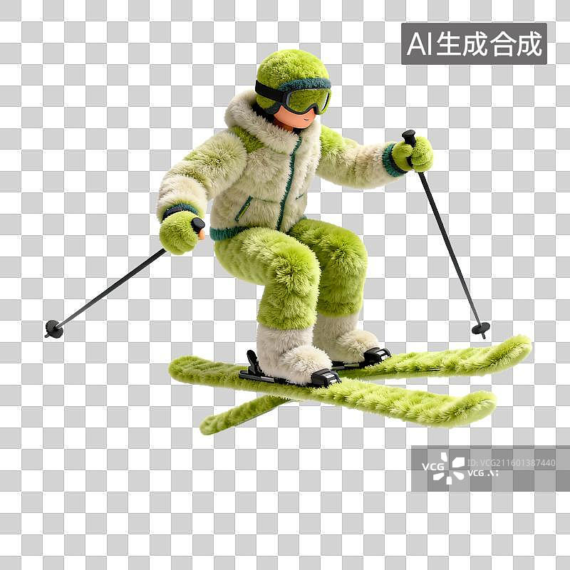 【AI数字艺术】毛绒滑雪运动员图片素材