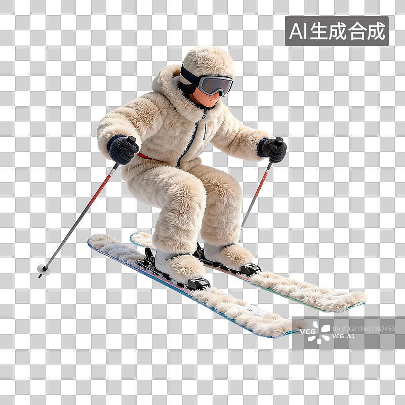 【AI数字艺术】毛绒滑雪运动员图片素材