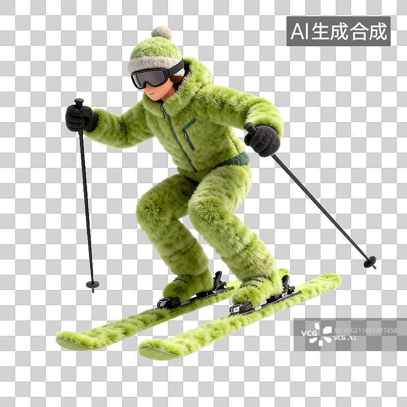 【AI数字艺术】毛绒滑雪运动员图片素材