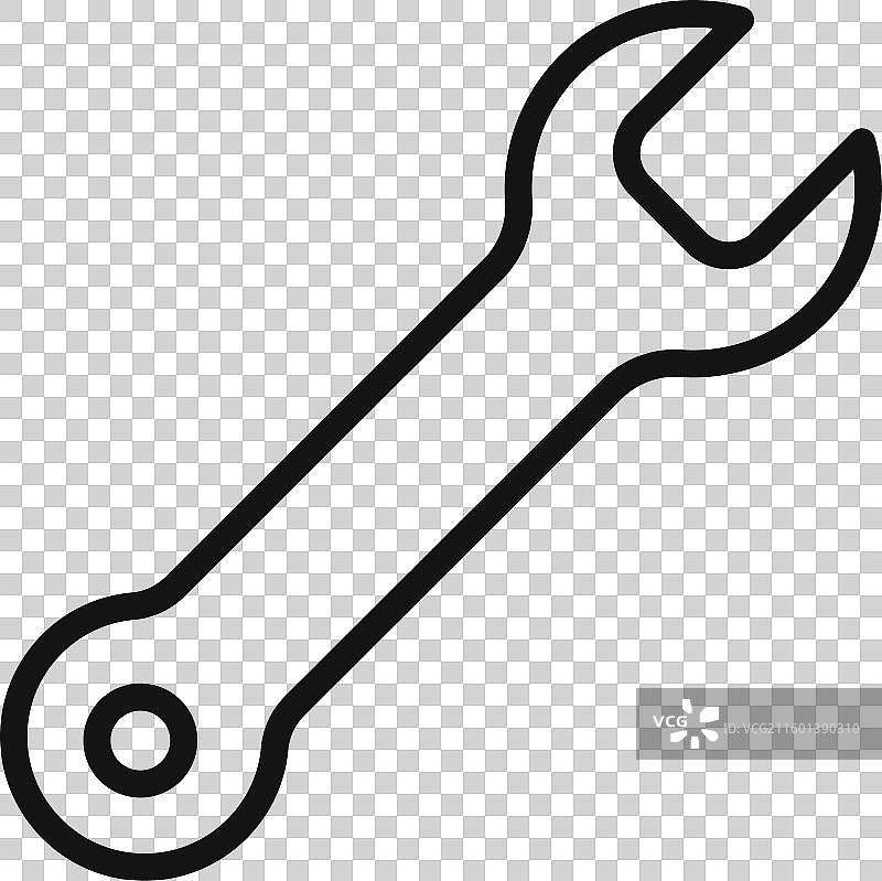 扳手图标 2 黑色和白色轮廓集合图片素材