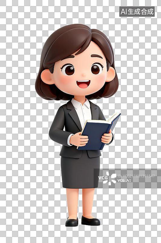 【AI数字艺术】身着职业装手持书籍的女性图片素材