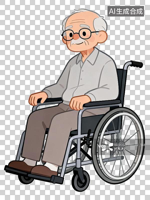 【AI数字艺术】坐轮椅的老年男性图片素材