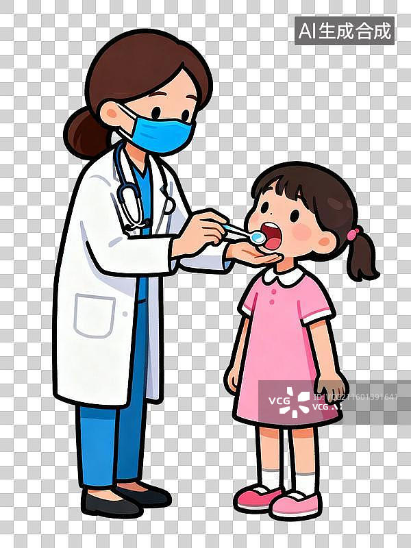 【AI数字艺术】医生给小女孩检查喉咙图片素材