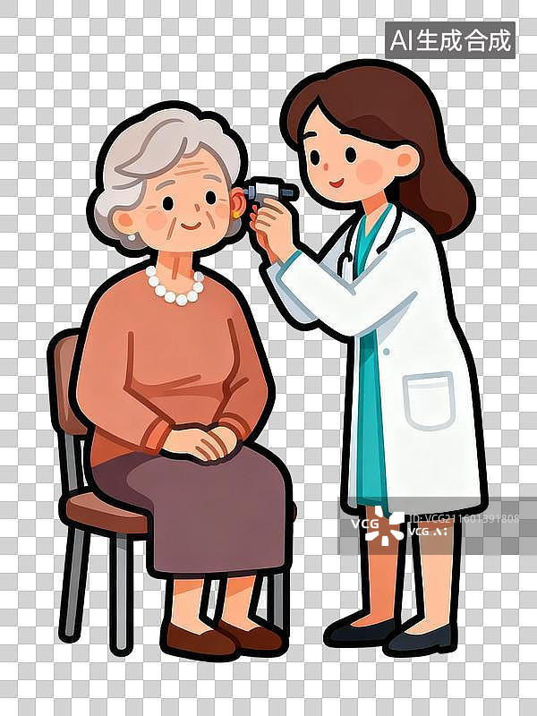 【AI数字艺术】医生为老年女性检查耳朵图片素材