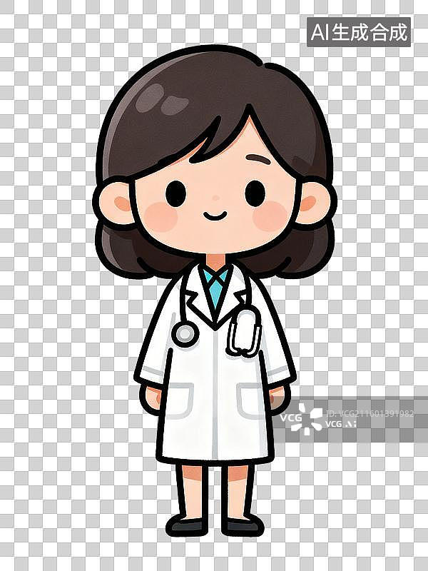 【AI数字艺术】可爱的女性医生卡通形象图片素材