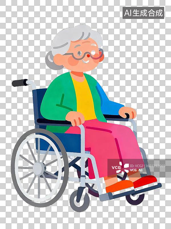【AI数字艺术】坐轮椅的老年女性图片素材