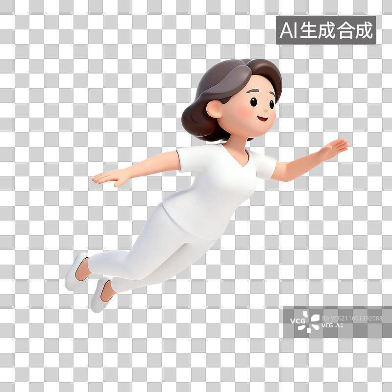 【AI数字艺术】穿着白色衣物开心飞翔的女性图片素材