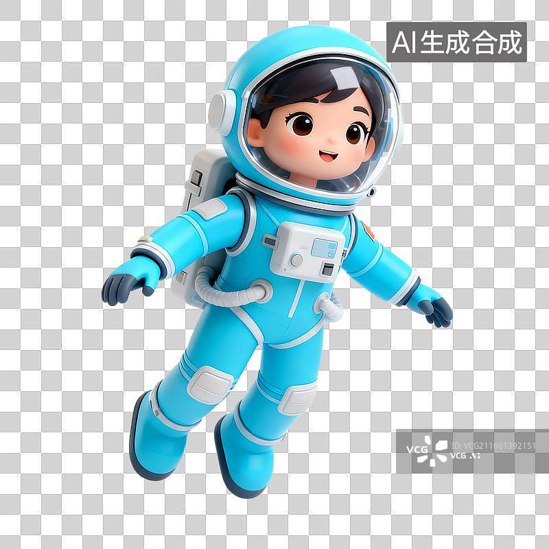 【AI数字艺术】可爱卡通宇航员太空漂浮图片素材