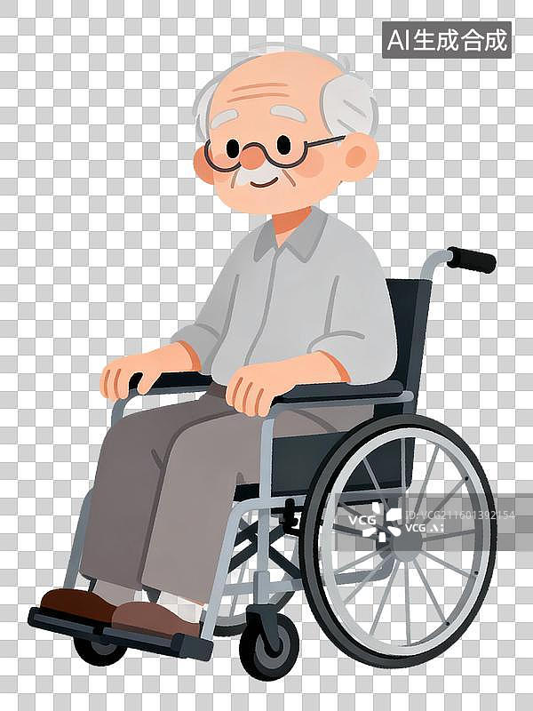 【AI数字艺术】坐轮椅的老年男性图片素材