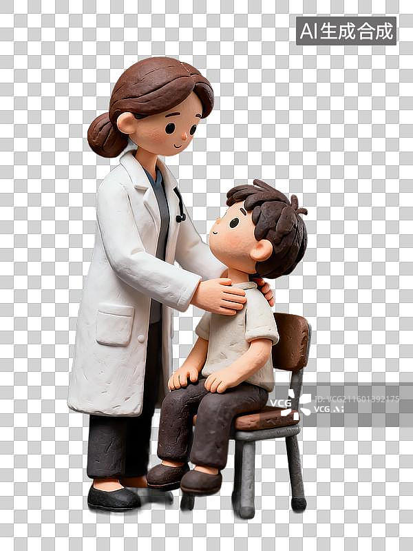 【AI数字艺术】女医生给小男孩做检查图片素材