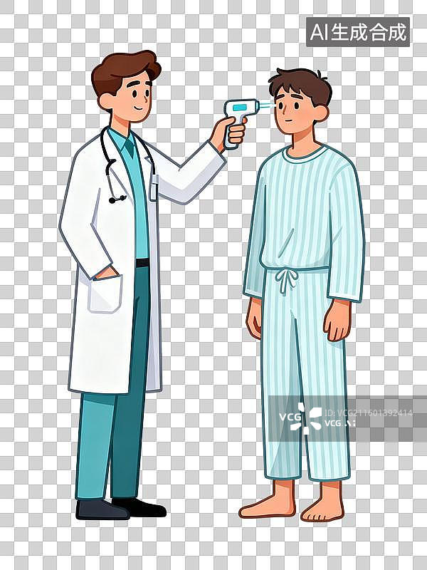 【AI数字艺术】医生用体温计给患者测温图片素材