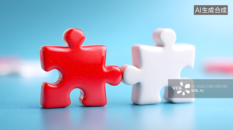 【AI数字艺术】一块红色和白色的拼图图片素材