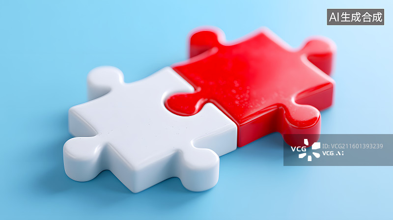 【AI数字艺术】一块红色和白色的拼图图片素材
